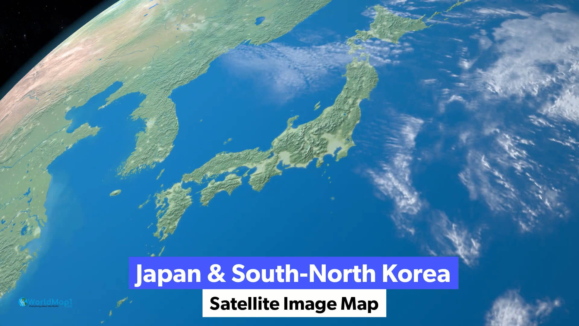 Japan and Koreas Satellite Image Map